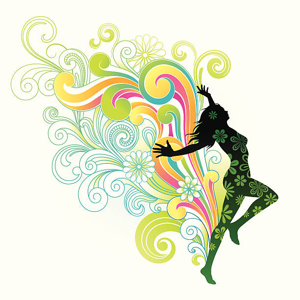 illustrazioni stock, clip art, cartoni animati e icone di tendenza di vivace donna - healthy lifestyle jumping people happiness