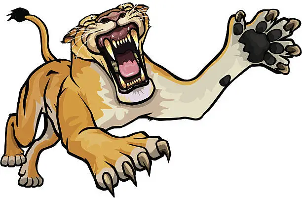 Vector illustration of lion attack