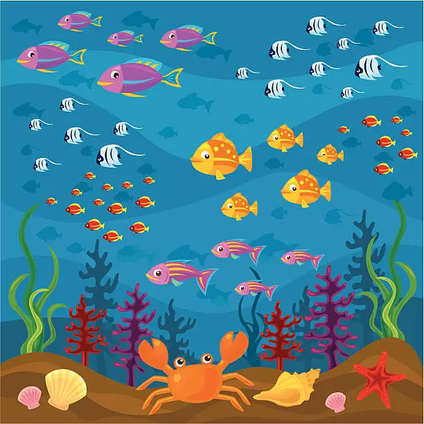 Vector illustration of wonderful sea life