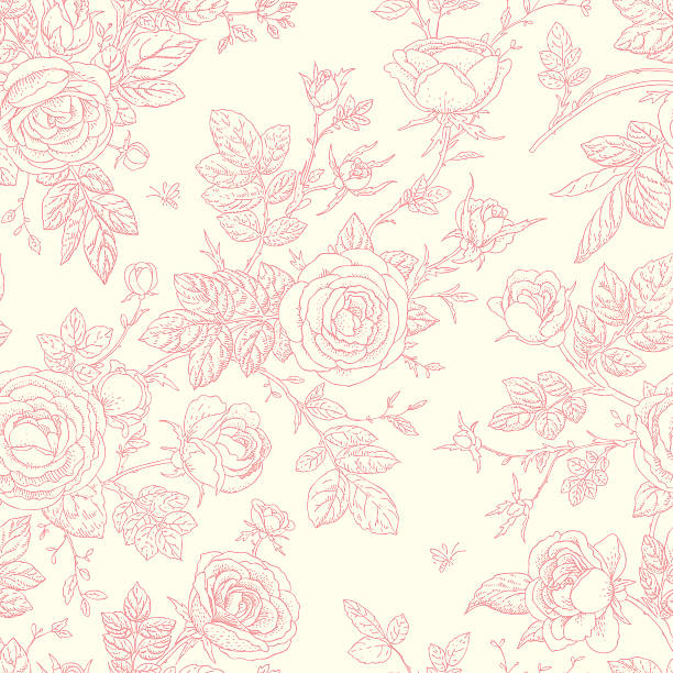 бесшовный узор из роз. - wallpaper retro revival old fashioned pink stock illustrations