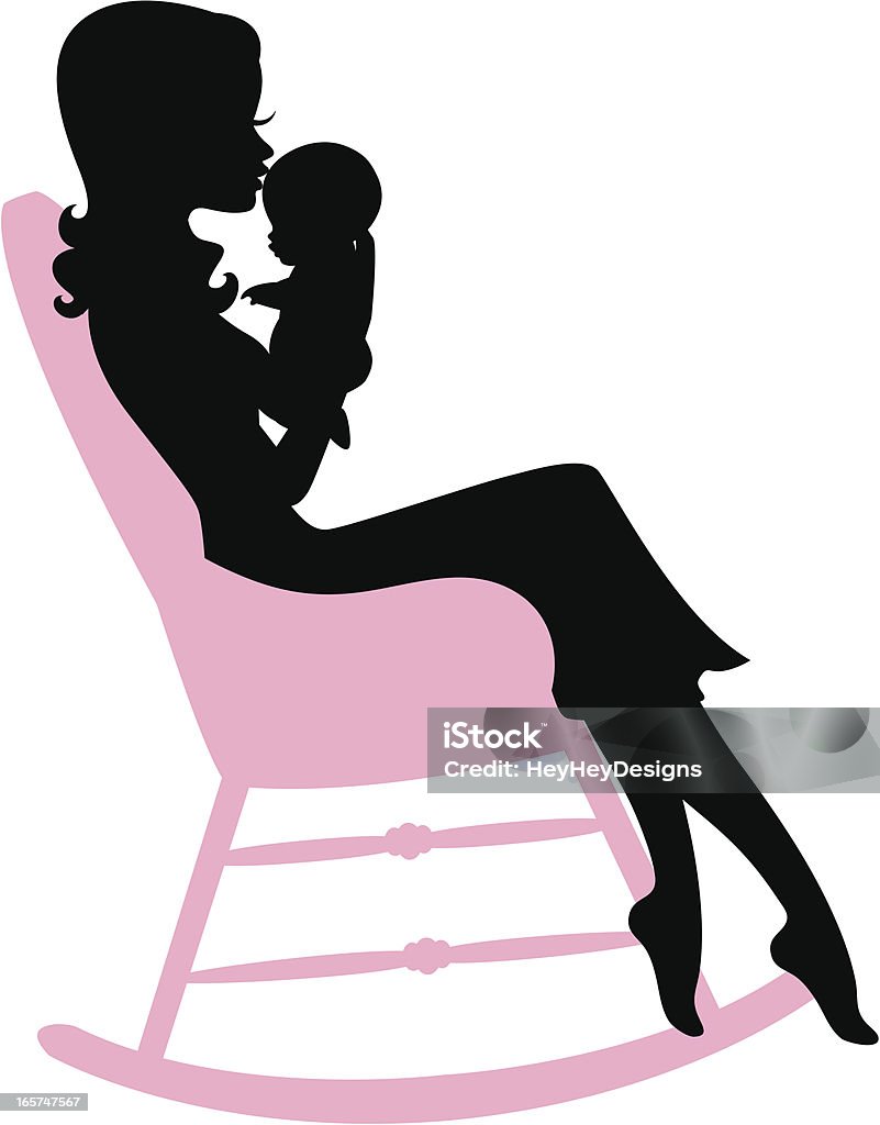 Mère tenant bébé dans un fauteuil à bascule - clipart vectoriel de Illustration libre de droits