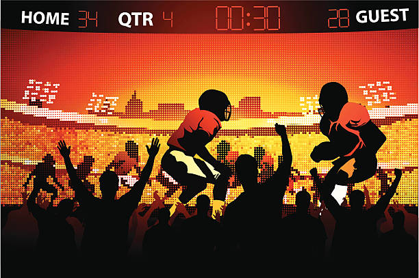 ilustrações de stock, clip art, desenhos animados e ícones de fãs assistir jogo de futebol no ecrã grande - american football stadium illustrations