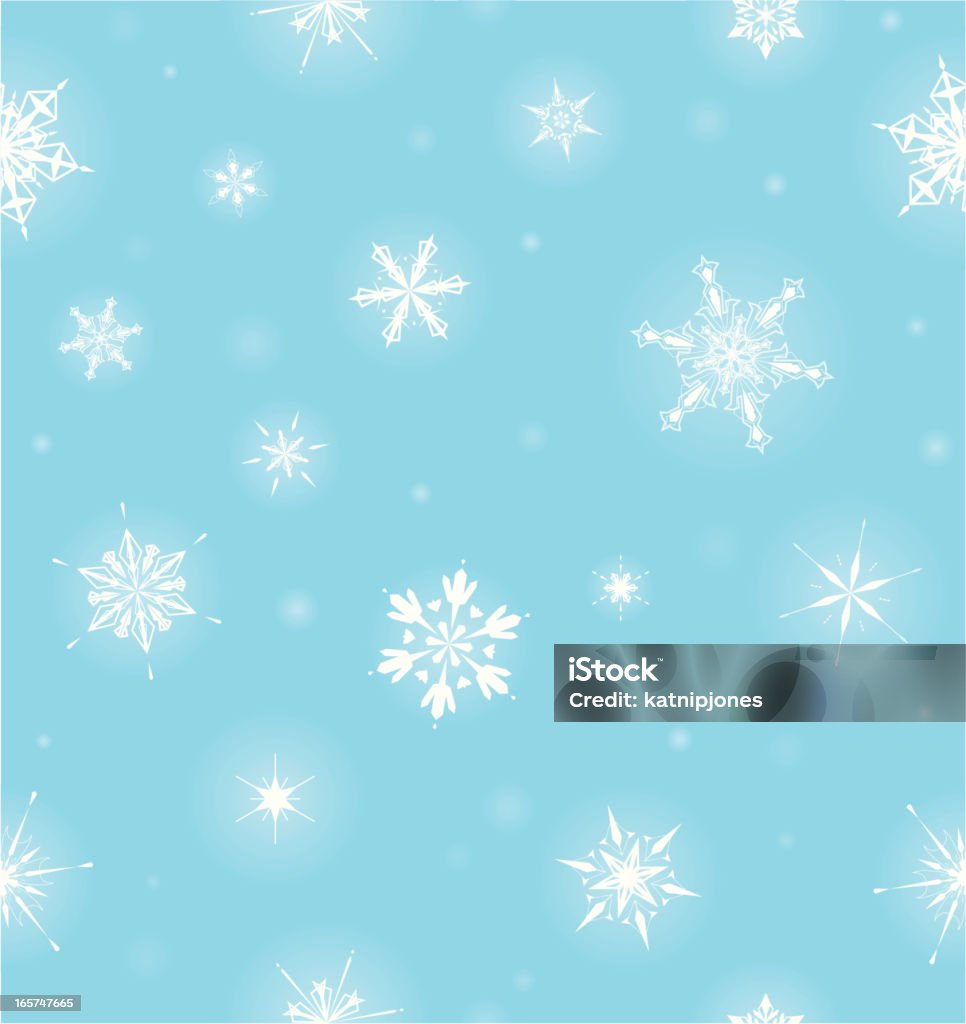 Seamlessly Repeating Snow Pattern Winter seamlessly repeating falling snow pattern on blue background. Glowing snow flakes and ice crystals. Backgrounds stock vector