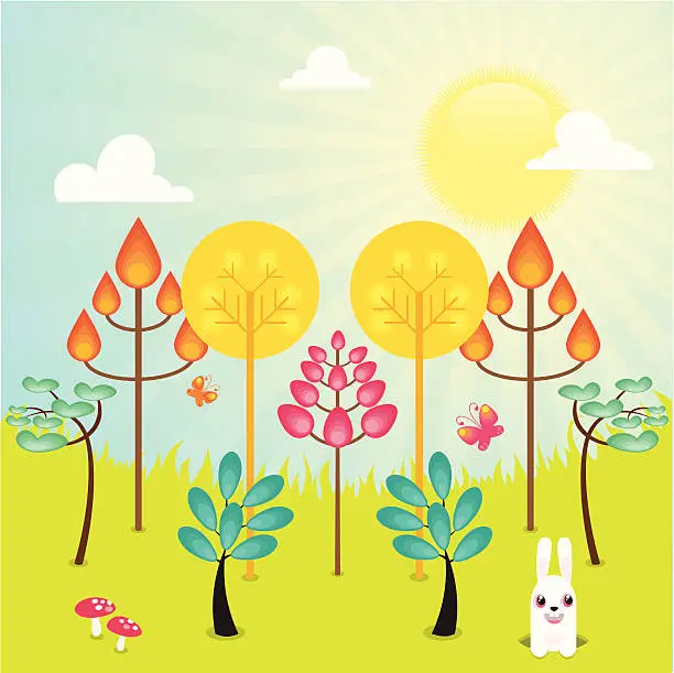 Vector illustration of Happy forest