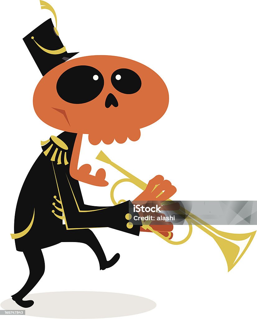 Ghost Fanfare joueur de trompette - clipart vectoriel de Halloween libre de droits