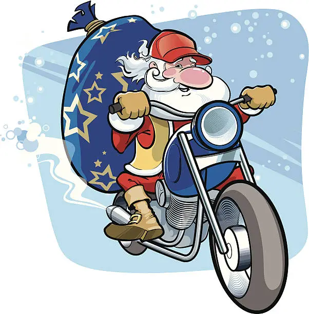 Vector illustration of Santa delivering bag of gifts