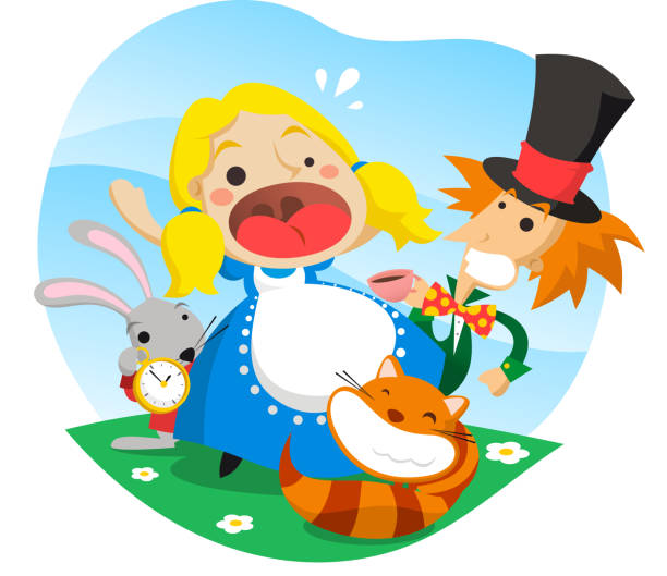 illustrations, cliparts, dessins animés et icônes de alice au pays des merveilles - tea party party tea little girls