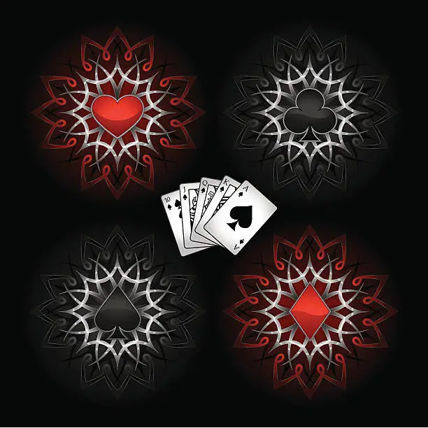 Vector illustration of Ornate Poker Suits