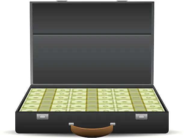 Vector illustration of Suitcase Full of Cash