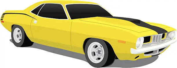 Vector illustration of Plymouth 'Cuda Muscle Car from 1970