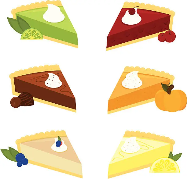 Vector illustration of Six Scrumptious Pies