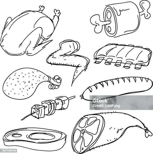 Vetores de Coleção De Carne e mais imagens de Asa de Galinha - Asa de Galinha, Spit Roast, Frango