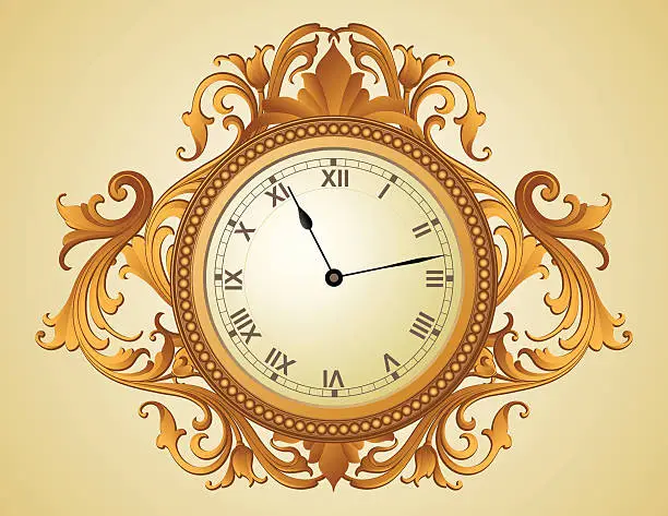 Vector illustration of Baroque Clock