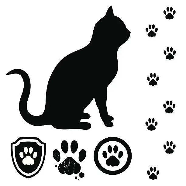 Vector illustration of Cat and tracks