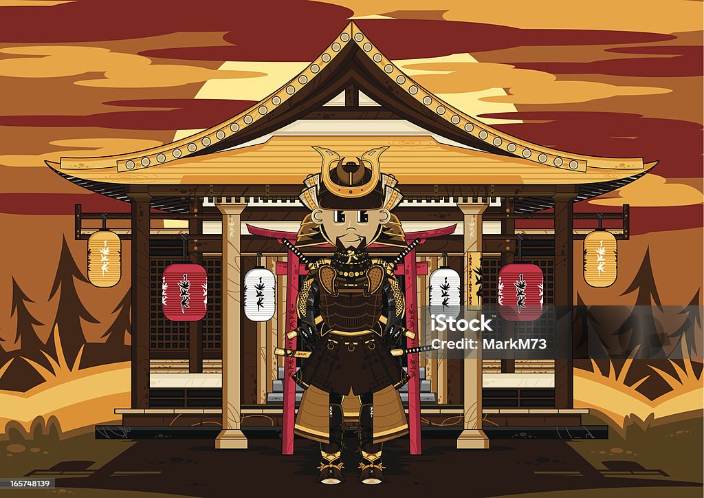Ouro antigo guerreiro Samurai - Vetor de Adereço de Cabeça royalty-free