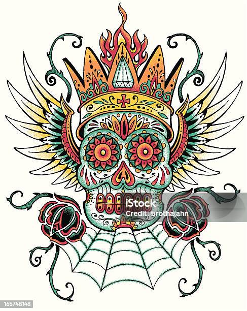 Day Of The Dead Tattoo Design Stock Illustration - Download Image Now - Tattoo, Day Of The Dead, Sugar Skull