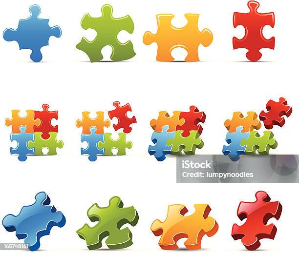 Puzzle Prices In Different Colors And Art Styles Stock Illustration - Download Image Now - Jigsaw Piece, Four Objects, Three Dimensional