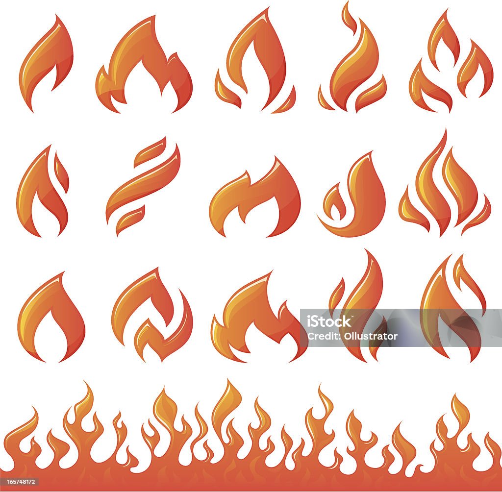 Kolekcja ogień elementów - Grafika wektorowa royalty-free (Neutralne tło)