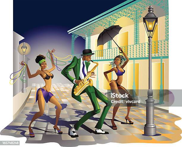 Jazz W Nowym Orleanie - Stockowe grafiki wektorowe i więcej obrazów Mardi Gras - Mardi Gras, Karnawał - obchody święta, Grafika wektorowa