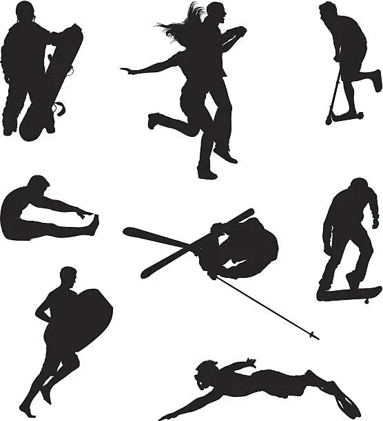 Vector illustration of Multiple sports activities