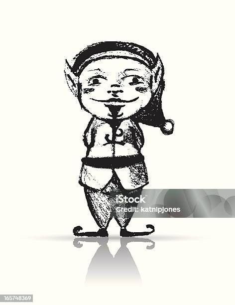 Hand Drawn Christmas Elf Stock Illustration - Download Image Now - Elf, Ear, Christmas