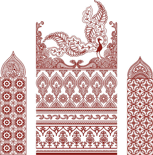 Mehndi Border Designs vector art illustration