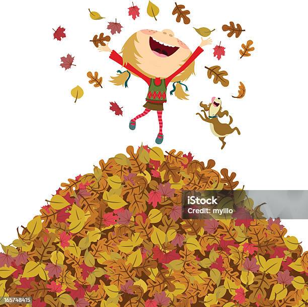 Happy Fall Girl Stock Illustration - Download Image Now - Autumn, Leaf, Falling