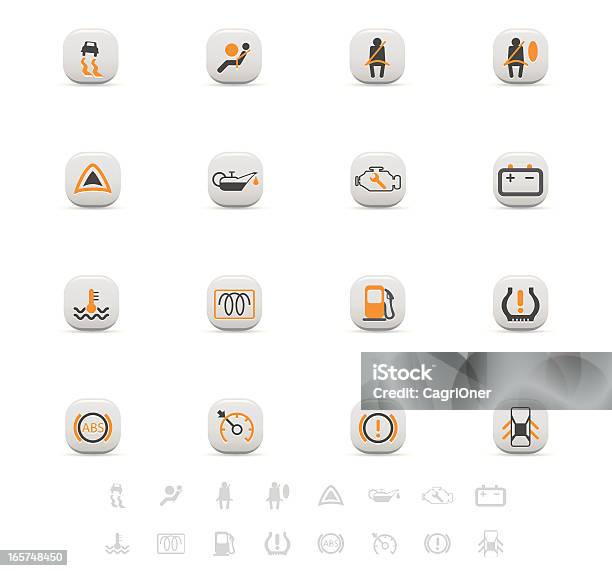 Dashboard Dellautomobile Icona Di Avviso Impostati - Immagini vettoriali stock e altre immagini di Spia dell'olio