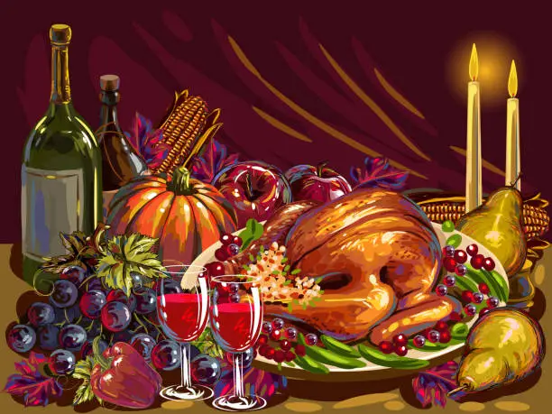 Vector illustration of Thanksgiving Dinner