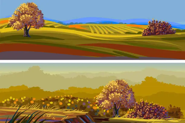 Vector illustration of Beautiful Autumn Landscape/Banners