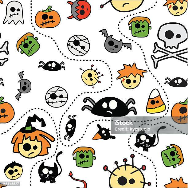 Motif Sans Couture De Halloween Vecteurs libres de droits et plus d'images vectorielles de Anthropomorphisme - Anthropomorphisme, Araignée, Cartoon