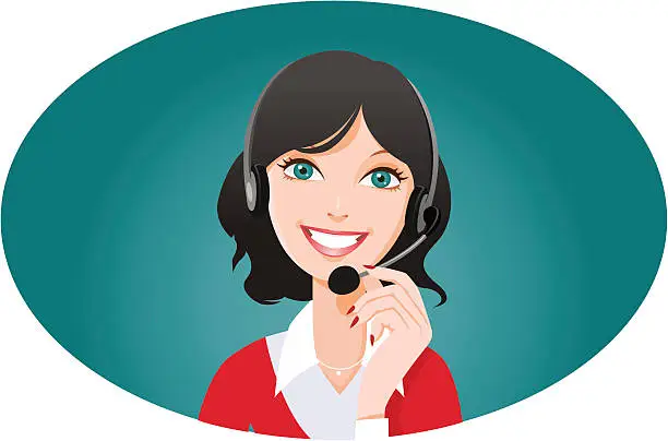 Vector illustration of Female customer service representative smiling