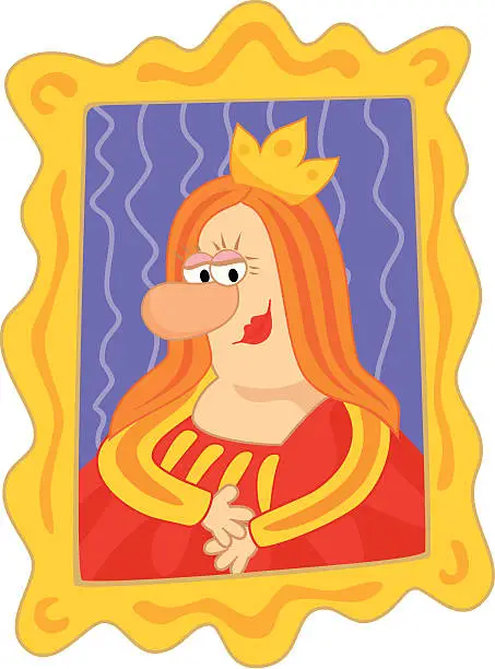 Vector illustration of Funny portret of queen