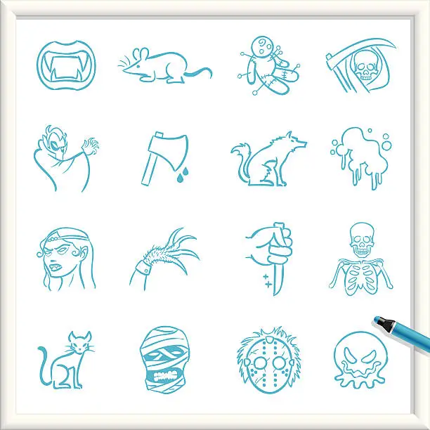 Vector illustration of Sketch Icons - Horror