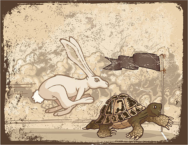 ilustrações de stock, clip art, desenhos animados e ícones de tartaruga de grunge e a lebre - the hare and the tortoise