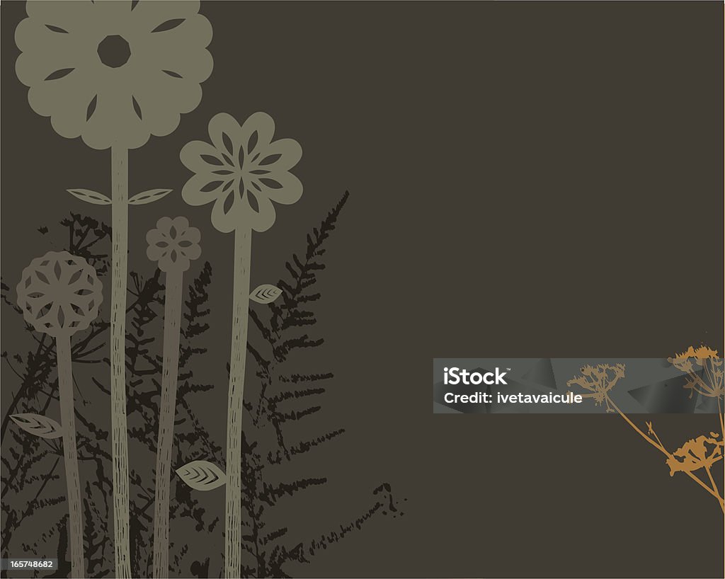 Ozdobne Rośliny i kwiaty na ciemnym tle - Grafika wektorowa royalty-free (Bez ludzi)