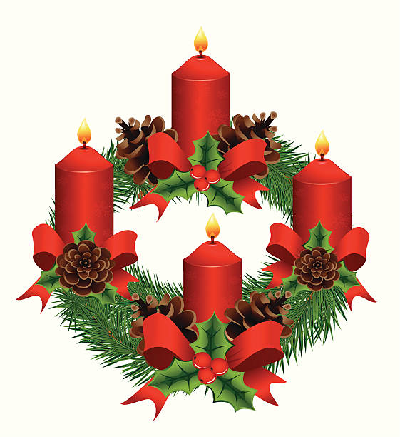 Ilustración de Corona De Navidad y más Vectores Libres de Derechos de  Adviento - Adviento, Corona - Arreglo floral, Vela - Equipo de iluminación  - iStock