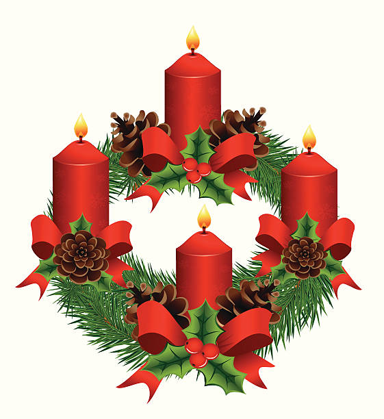 Ilustración de Corona De Navidad y más Vectores Libres de Derechos de Adviento - Adviento, Corona - Arreglo floral, Vela - Equipo de iluminación - iStock Ilustración de Corona De Navidad y más Vectores Libres de Derechos de Adviento - Adviento, Corona - Arreglo floral, Vela - Equipo de iluminación - iStock