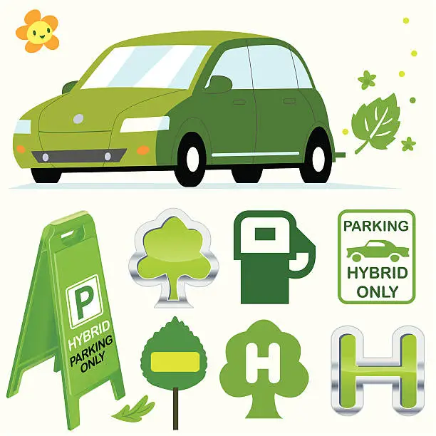 Vector illustration of Hybrid Vehicles only
