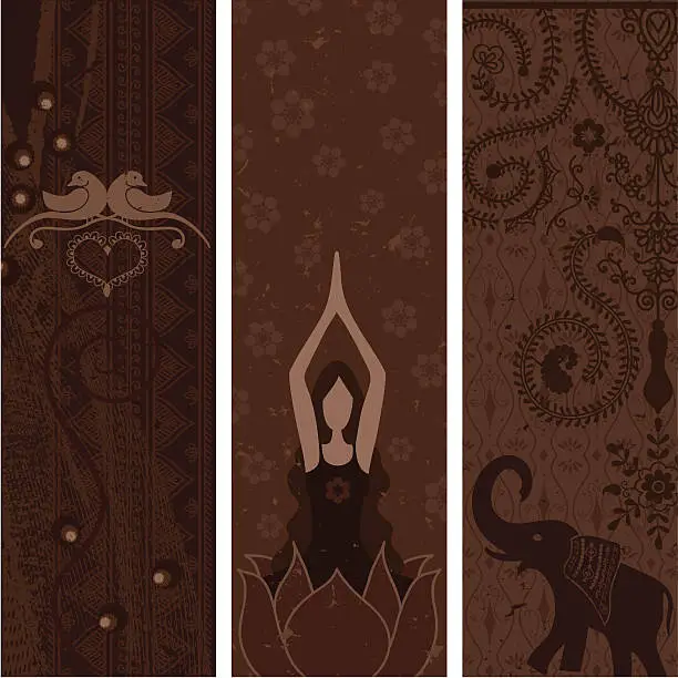 Vector illustration of Masala Banners - Brown