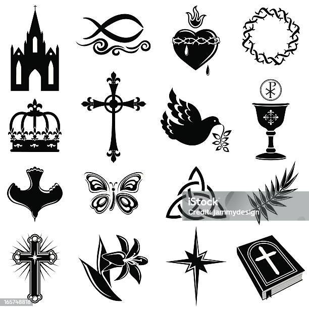 Símbolos Cristãos - Arte vetorial de stock e mais imagens de Vetor - Vetor, Cálice - Equipamento Religioso, Catolicismo