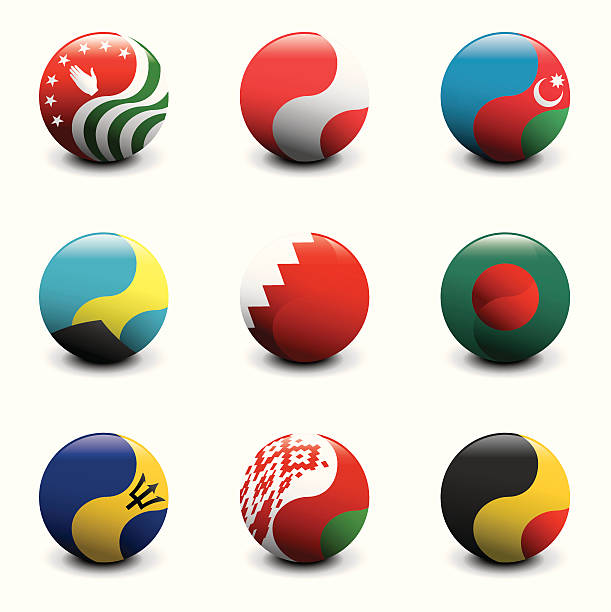 ilustraciones, imágenes clip art, dibujos animados e iconos de stock de grupo de bola de cristal flags - abkhazian flag