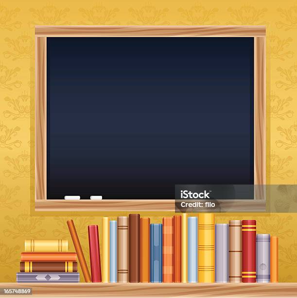 Education Chalkboard Message Stock Illustration - Download Image Now - Back to School, Backgrounds, Bookshelf