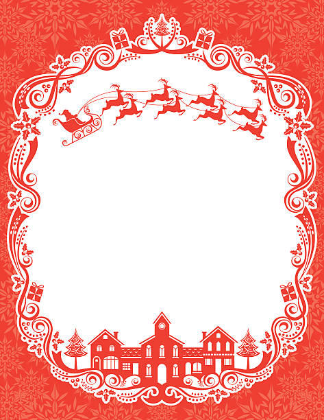 クリスマスカード - christmas retro revival frame holiday点のイラスト素材／クリップアート素材／マンガ素材／アイコン素材