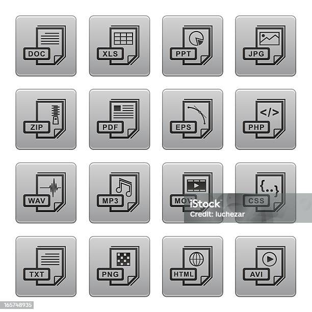 Dokument Und Dateityp Symbole Stock Vektor Art und mehr Bilder von Bildkomposition und Technik - Bildkomposition und Technik, Buchseite, Computeranlage