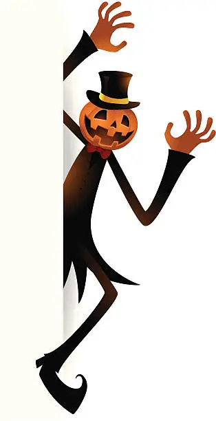 Vector illustration of Ghost Pumpkin Jack O' Lantern appear from white background