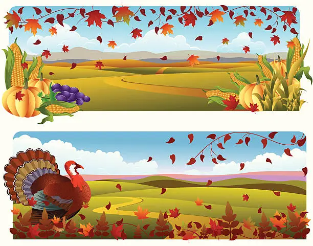 Vector illustration of Autumn Banner/Fall Leaves/thanksgiving...