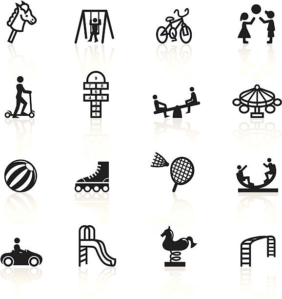 Black Symbols - Playground Playground related icons. recess cartoon stock illustrations