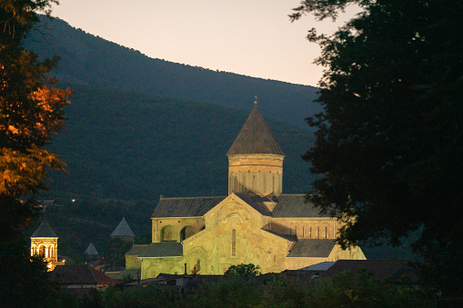 Night shoot Old Church in Mtskheta town, Georgia,