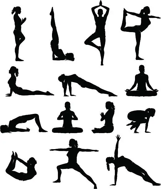 Vector illustration of Woman yoga silhouettes